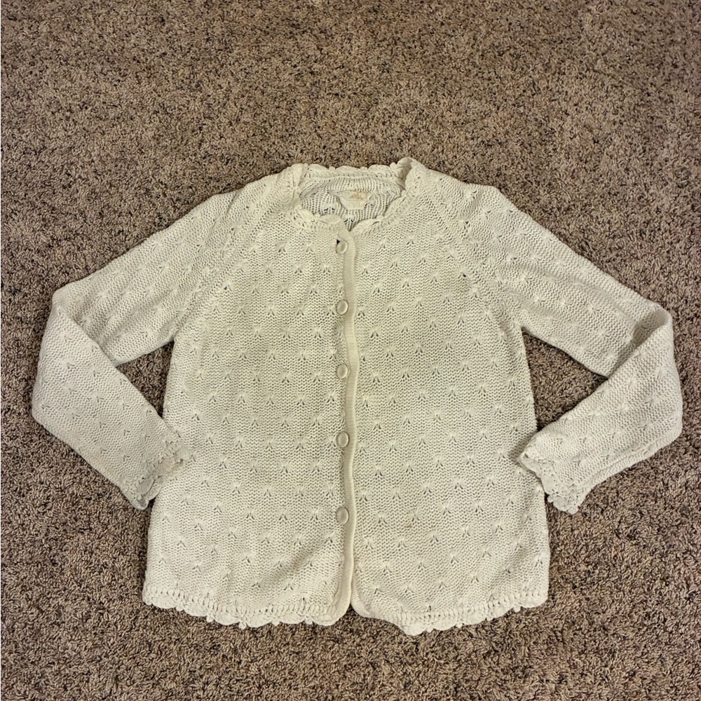 Vintage Granny Cardigan Cream Women's sweater size M